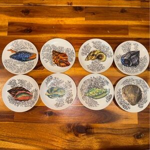 Set of 8 Italian Shell Plates – MCM Ceramic, Bucciarelli Style Vntg